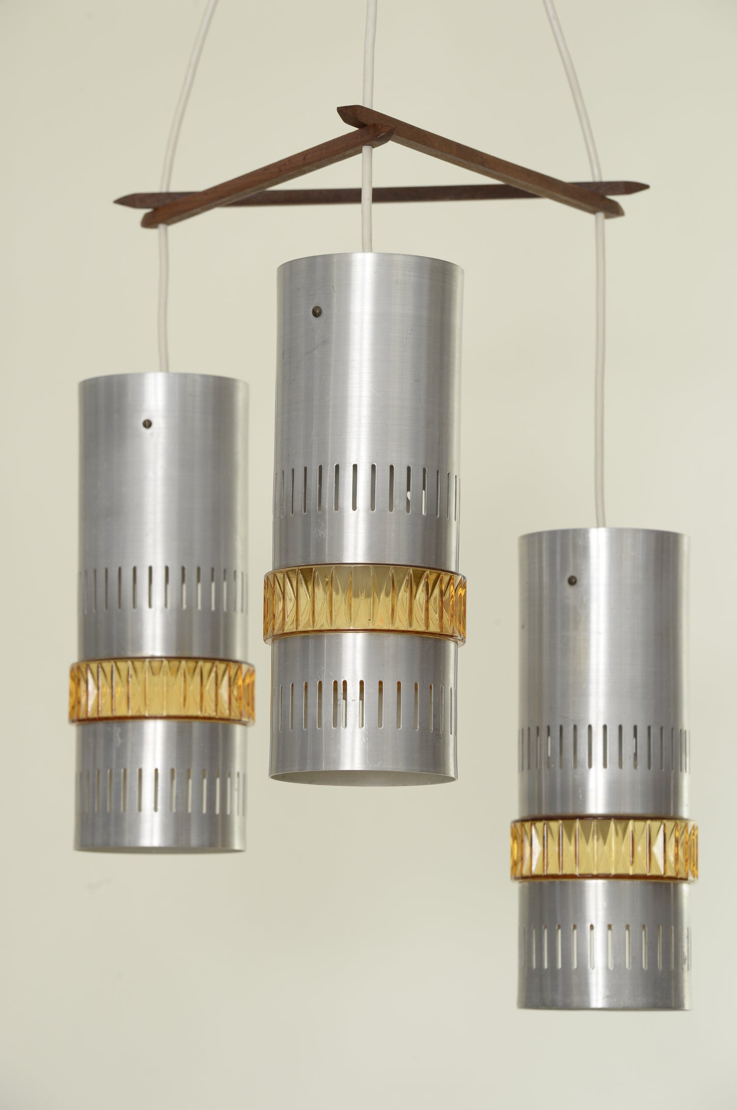 Suspension en verre ambré et métal brossé