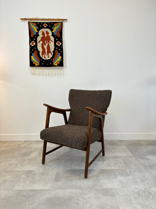 Fauteuil En Teck & Bouclettes