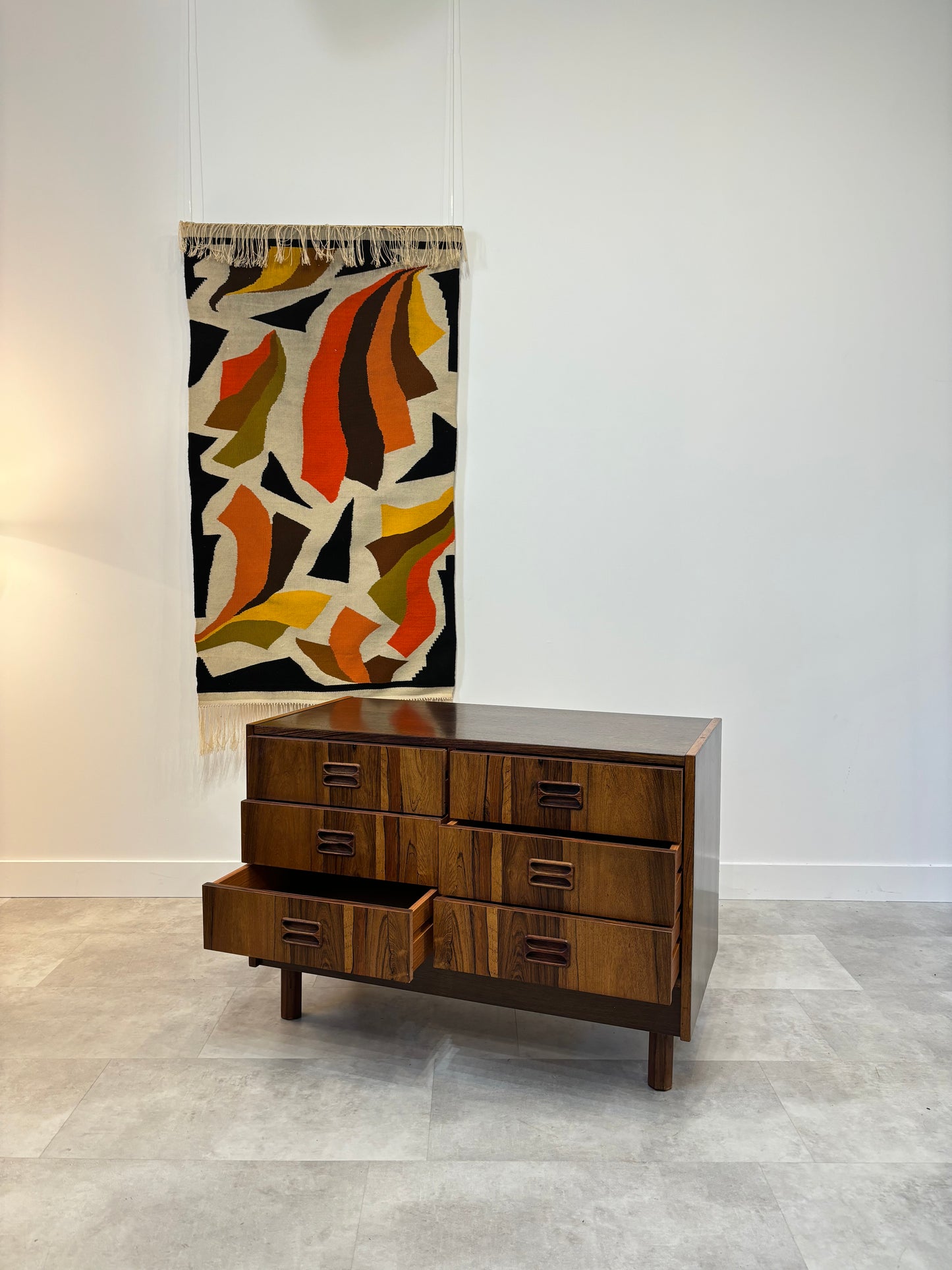 Commode En Palissandre À 6 Tiroirs, Pieds Hexagonaux