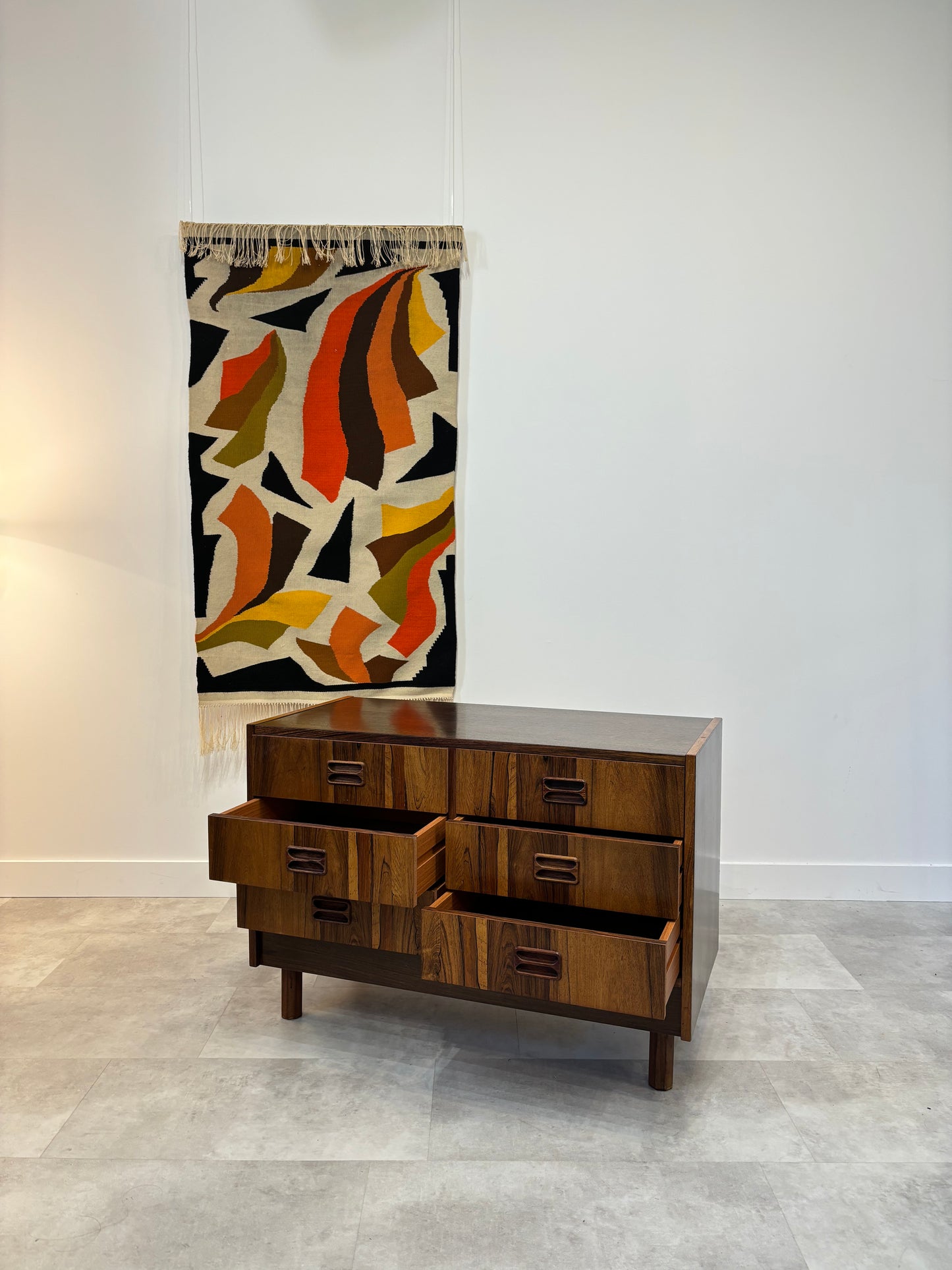 Commode En Palissandre À 6 Tiroirs, Pieds Hexagonaux