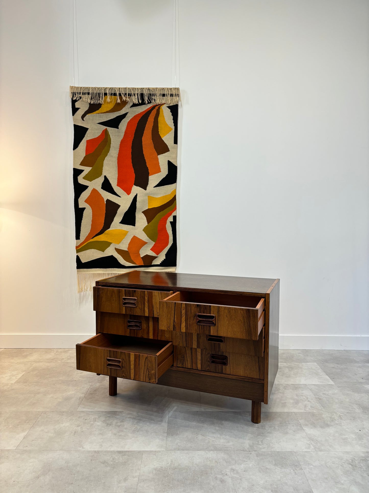 Commode En Palissandre À 6 Tiroirs, Pieds Hexagonaux