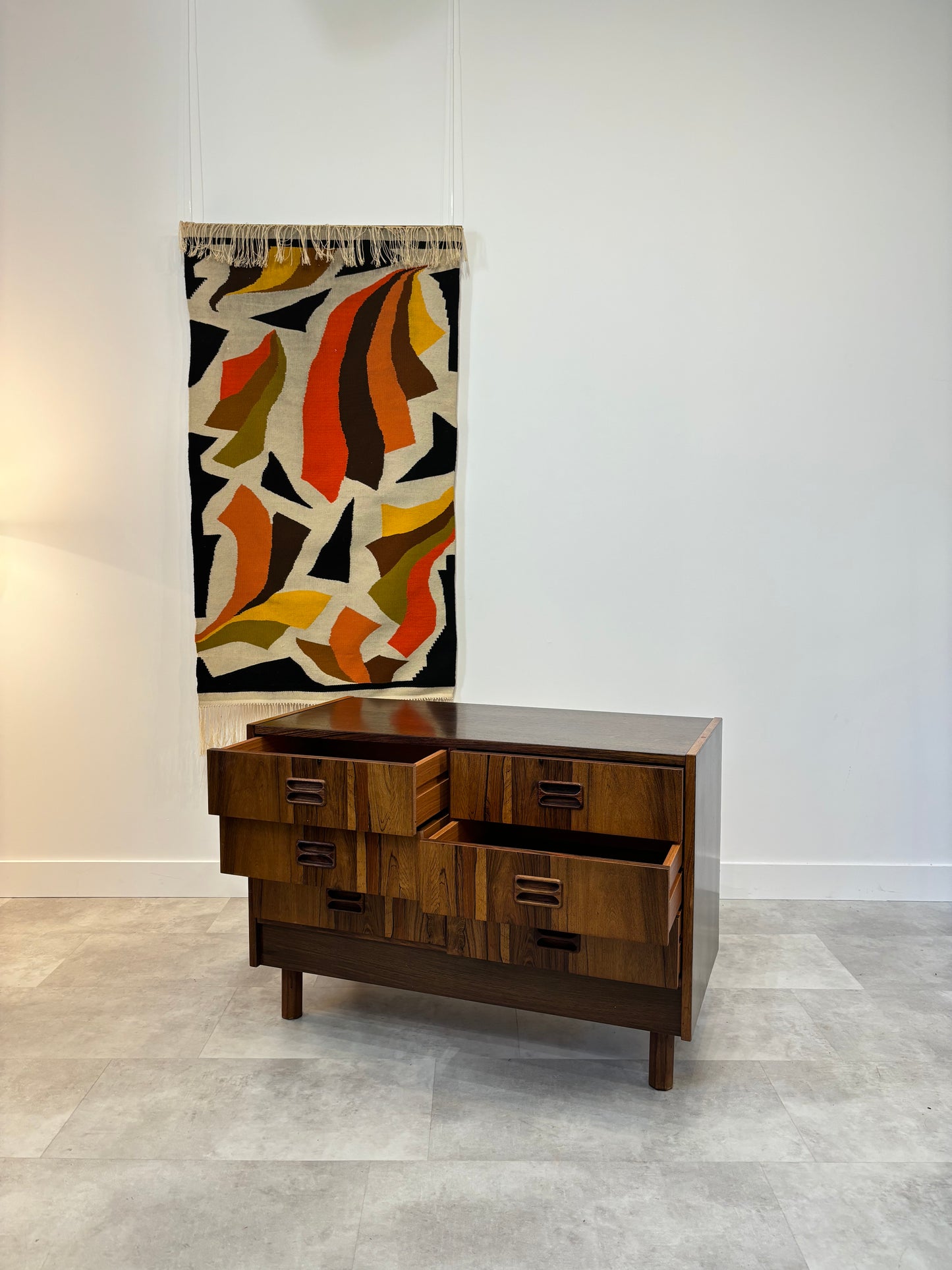 Commode En Palissandre À 6 Tiroirs, Pieds Hexagonaux